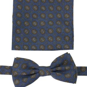 Papillon uomo fantasia goccia  effetto lana compreso di pochette abbinata z