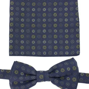 Papillon uomo fantasia fiori effetto lana compreso di pochette abbinata