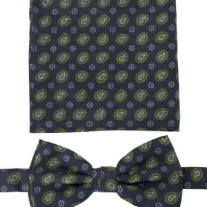 Papillon uomo fantasia goccia  effetto lana compreso di pochette abbinata c