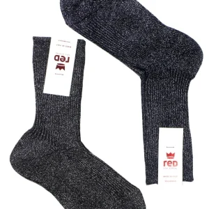 Calzini donna corti in tinta unita neri lurex