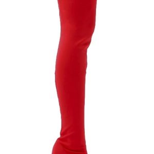 Stivale donna calza altezza ginocchio tacco a spillo tinta unita rosso