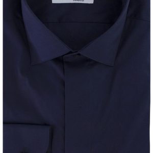 Camicia uomo sartoriale collo italiano effetto lucido bottoni a scomparsa