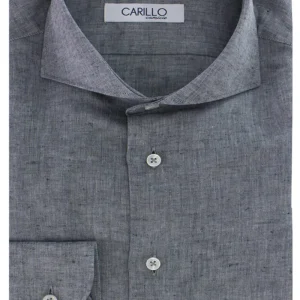 Camicia Uomo in Lino e cotone  Slim collo francese