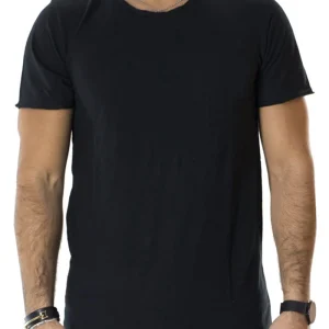 T-shirt uomo in cotone tinta unita regular fit elasticizzata girocollo taglio vivo