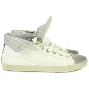 Scarpe donna in pelle modello sneakers a stivaletto con fantasia interna farfalle