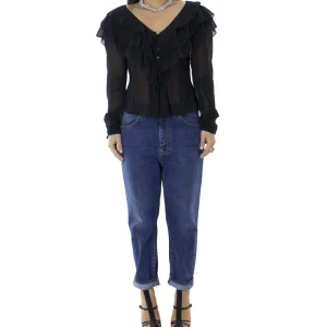 Jeans donna tessuto fisso lavaggio 1 sabbiato  modello baggy 5 tasche