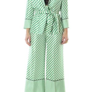 Pantalone donna in seta culotte vita alta con riga