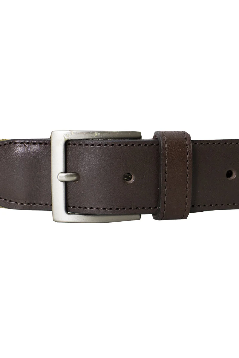 Cintura uomo in corda intrecciata marrone grigia e beige con inserti in pelle - immagine 4