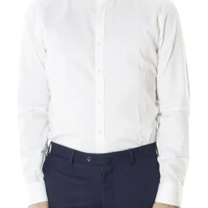 Camicia uomo bianca  cotone elasticizzato collo diplomatico slim fit