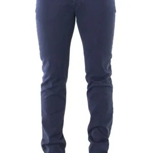 Pantalone uomo 5 tasche blu invernale chiusura bottoni