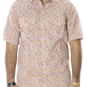 Camicia uomo cotone over mezze maniche fantasia