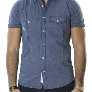 Camicia da uomo casual fantasia riga mezze maniche in cotone elasticizzato