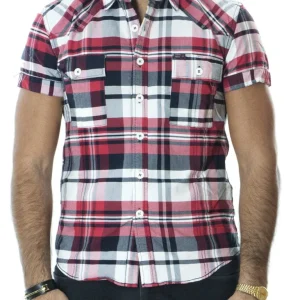 Camicia da uomo estiva mezze maniche fantasia quadri grandi