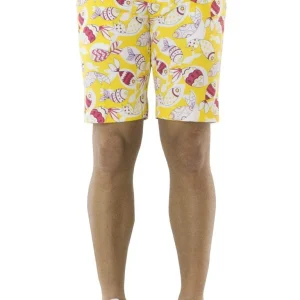 Bermuda casual da uomo in cotone fantasia pesci tasca america