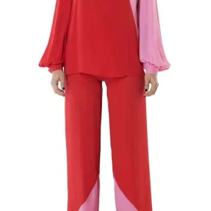 Pantalone donna in seta palazzo bicolore