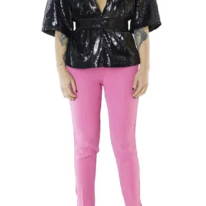 Pantalone donna capri vestibilia slim fit con tasca america e spacchi sul fondo