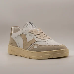 Victoria Seul 1257136 – Sneakers unisex pelle bianco e camoscio con inserti beige